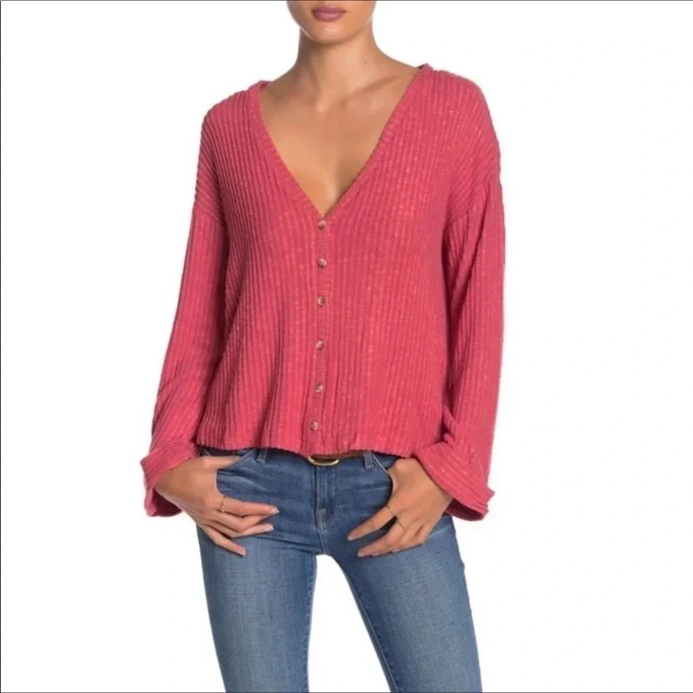 CodexMode Brushed Boyfriend Cardigan Sweater L Coral Pink Long Sleeve Nordstrom
